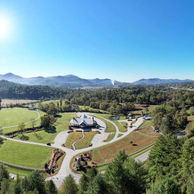 Aerial view of the Julep Kitchen building and the surrounding area